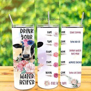 20 oz Cow drink your water Tumbler